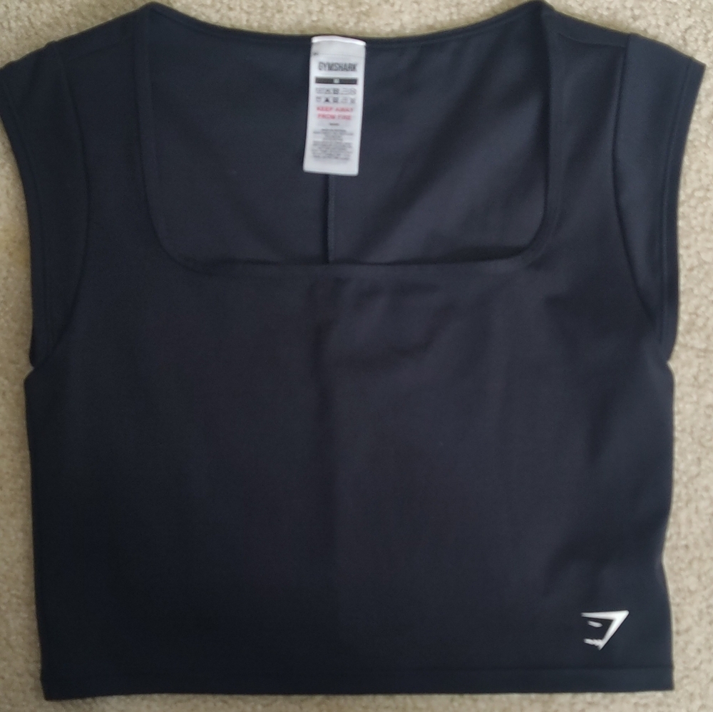 Gymshark Black Crop Top with Square Neck